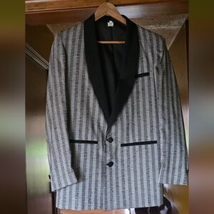 Vintage Y2k New Wave Tuxedo Blazer 80s 90s Gray Black Punk